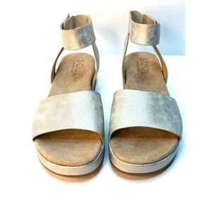 Soul Naturalizer Deara Ankle Strap Platform Sandals Light Gold Size 9.5 NWT/BOX